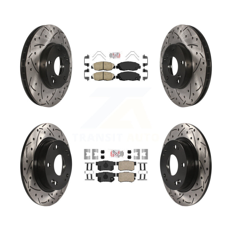Front Rear Ceramic Pad Drill Slot Disc Brake Rotors Kit For 2014-2015 Honda Civic Touring KDA-102601