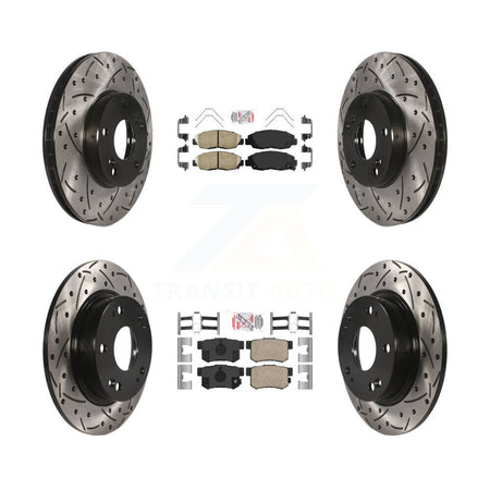 Front Rear Ceramic Pad Drill Slot Disc Brake Rotors Kit For 2014-2015 Honda Civic Touring KDA-102602