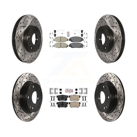 Front Rear Ceramic Pad Drill Slot Disc Brake Rotors Kit For 2014-2015 Honda Civic Touring KDA-102603