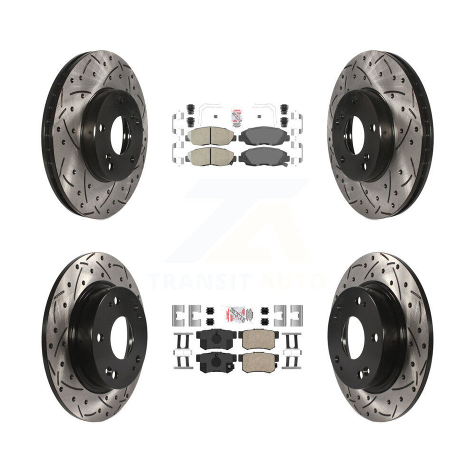 Front Rear Ceramic Pad Drill Slot Disc Brake Rotors Kit For 2014-2015 Honda Civic Touring KDA-102603