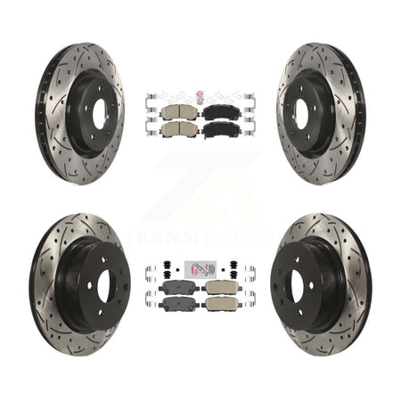 Front Rear Ceramic Pad Coated Drill Slot Disc Brake Rotor Kit For 2016-2017 INFINITI QX50 KDA-102608