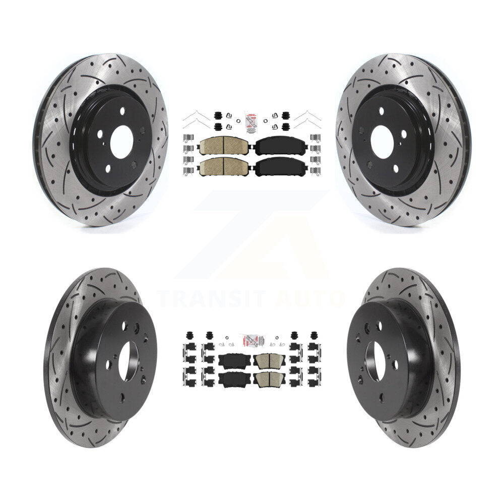 Front Rear Ceramic Pad Coated Drilled Slot Disc Brake Rotor Kit For 2022 Toyota Camry TRD KDA-102611