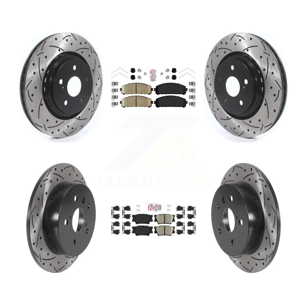 Front Rear Ceramic Pad Coated Drilled Slot Disc Brake Rotor Kit For 2022 Toyota Camry TRD KDA-102612