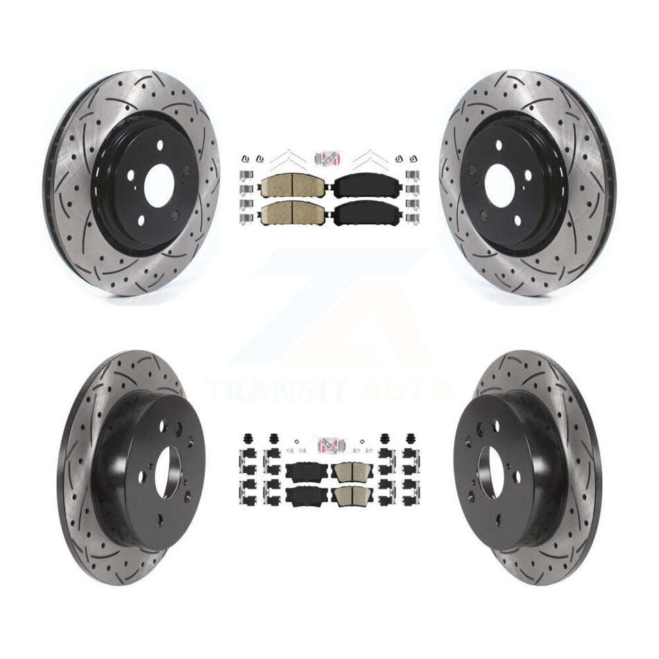 Front Rear Ceramic Pad Coated Drilled Slot Disc Brake Rotor Kit For 2022 Toyota Camry TRD KDA-102613