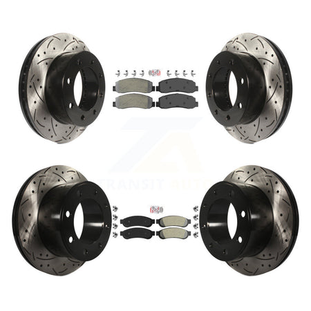 Front Rear Semi-Metallic Pad & Drilled Slot Brake Rotor Kit For Ford F-250 Super Duty 4WD KDA-102619