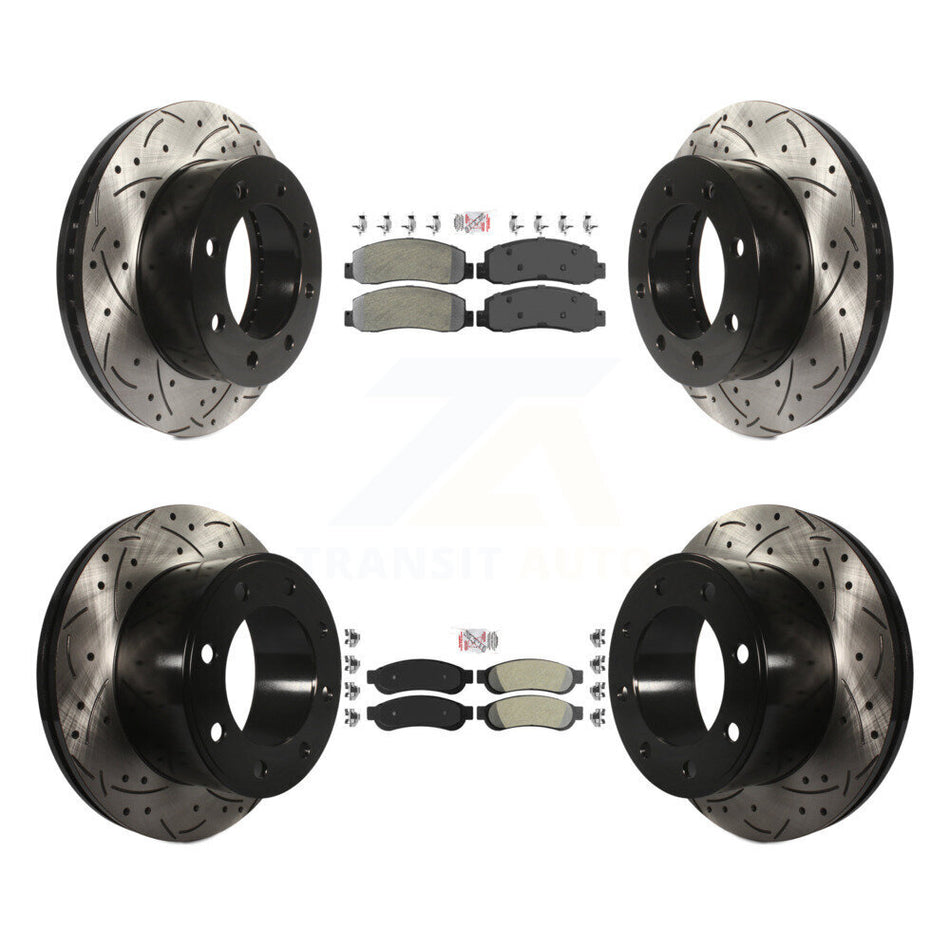 Front Rear Semi-Metallic Pad & Drilled Slot Brake Rotor Kit For Ford F-250 Super Duty 4WD KDA-102619