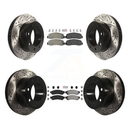 Front Rear Semi-Metallic Pad & Drilled Slot Brake Rotor Kit For Ford F-250 Super Duty 4WD KDA-102620