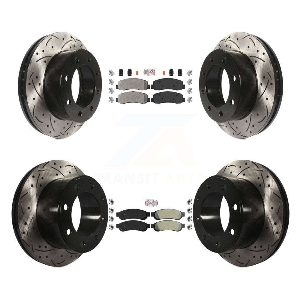 Front Rear Semi-Metallic Pad & Drilled Slot Brake Rotor Kit For Ford F-250 Super Duty 4WD KDA-102621