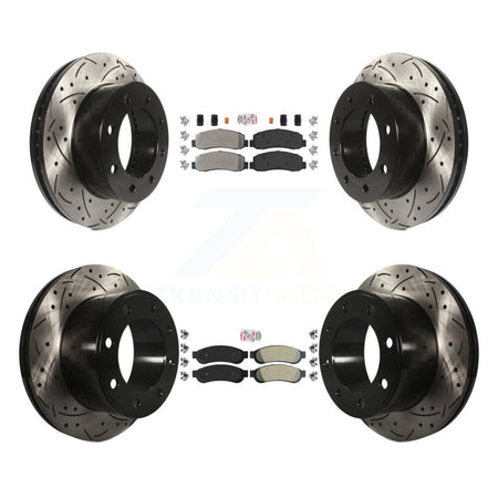 Front Rear Semi-Metallic Pad & Drilled Slot Brake Rotor Kit For Ford F-250 Super Duty 4WD KDA-102621