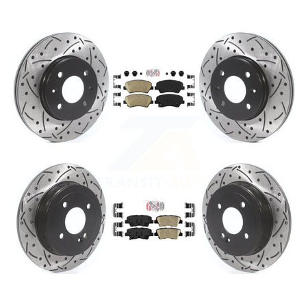 Front Rear Ceramic Pad Coated Drill Slot Disc Brake Rotors Kit For Hyundai Accent Kia Rio KDA-102623
