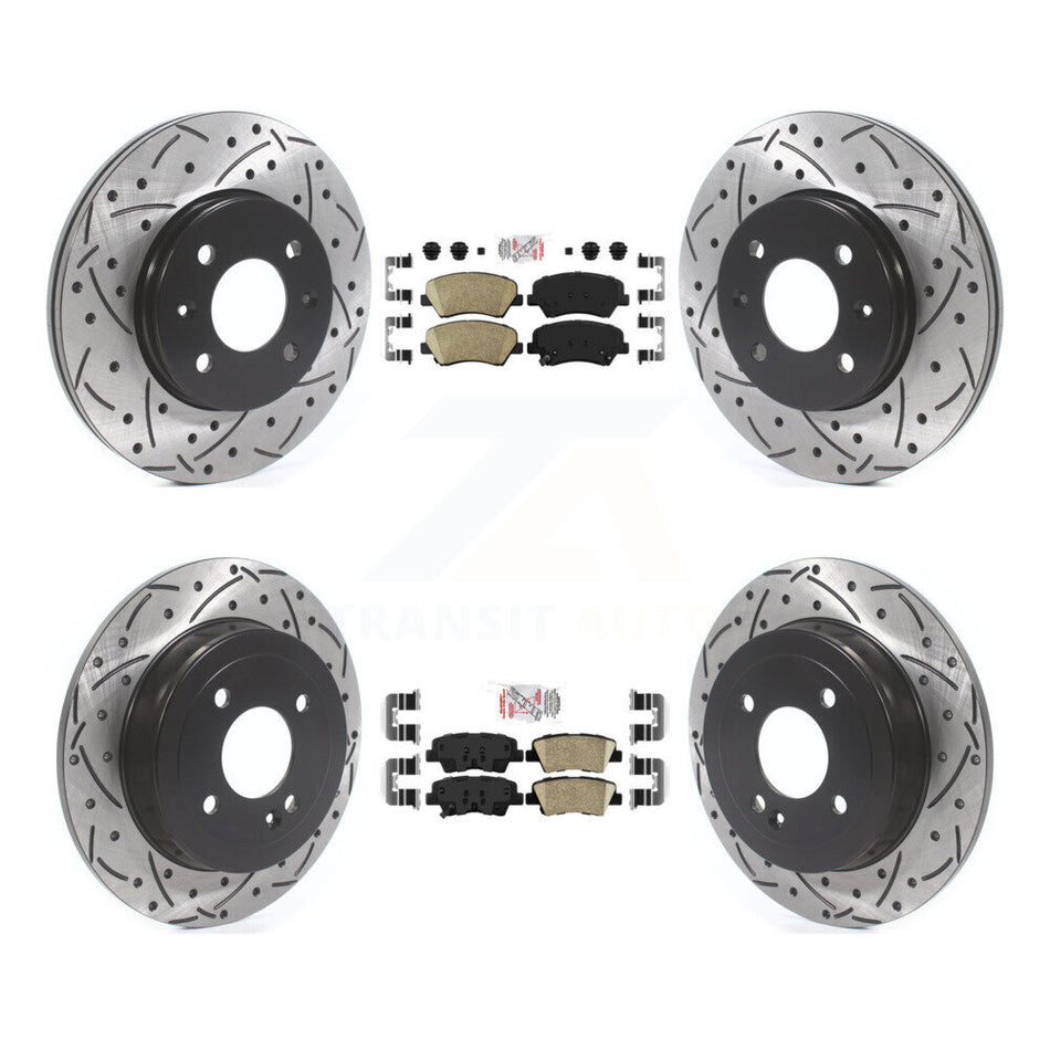 Front Rear Ceramic Pad Coated Drill Slot Disc Brake Rotors Kit For Hyundai Accent Kia Rio KDA-102623
