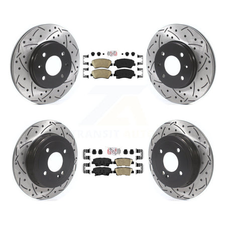 Front Rear Ceramic Pad Coated Drill Slot Disc Brake Rotors Kit For Hyundai Accent Kia Rio KDA-102624