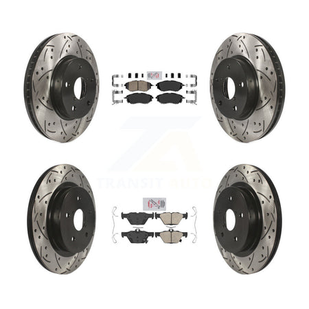 Front Rear Ceramic Pad Coated Drill Slot Disc Brake Rotor Kit For 2015 Subaru Legacy 2.5L KDA-102628