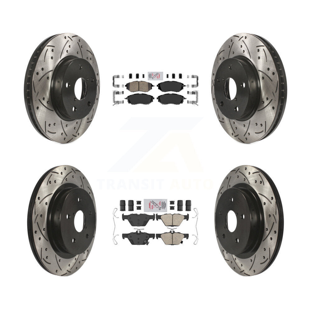 Front Rear Ceramic Pad Coated Drill Slot Disc Brake Rotor Kit For 2015 Subaru Legacy 2.5L KDA-102629