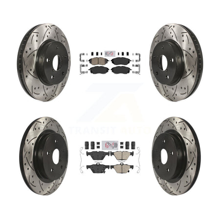 Front Rear Ceramic Pad Coated Drill Slot Disc Brake Rotor Kit For 2015 Subaru Legacy 2.5L KDA-102629