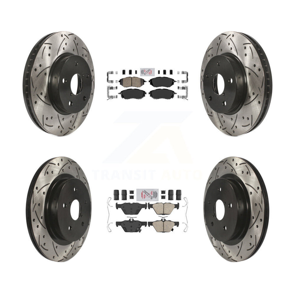Front Rear Ceramic Pad Coated Drill Slot Disc Brake Rotor Kit For 2015 Subaru Legacy 2.5L KDA-102629