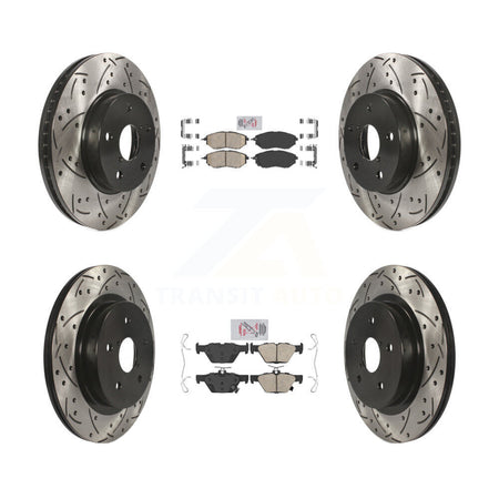 Front Rear Ceramic Pad Coated Drill Slot Disc Brake Rotor Kit For 2015 Subaru Legacy 2.5L KDA-102630