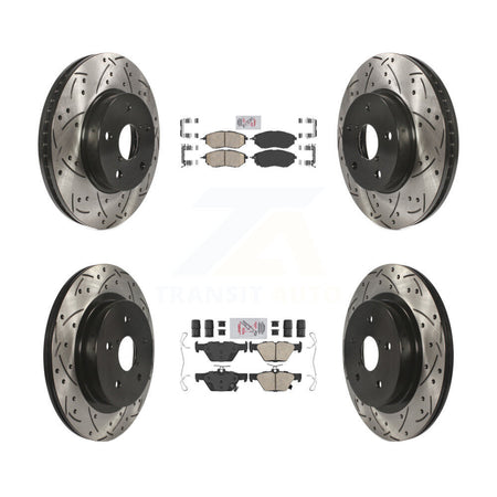 Front Rear Ceramic Pad Coated Drill Slot Disc Brake Rotor Kit For 2015 Subaru Legacy 2.5L KDA-102631