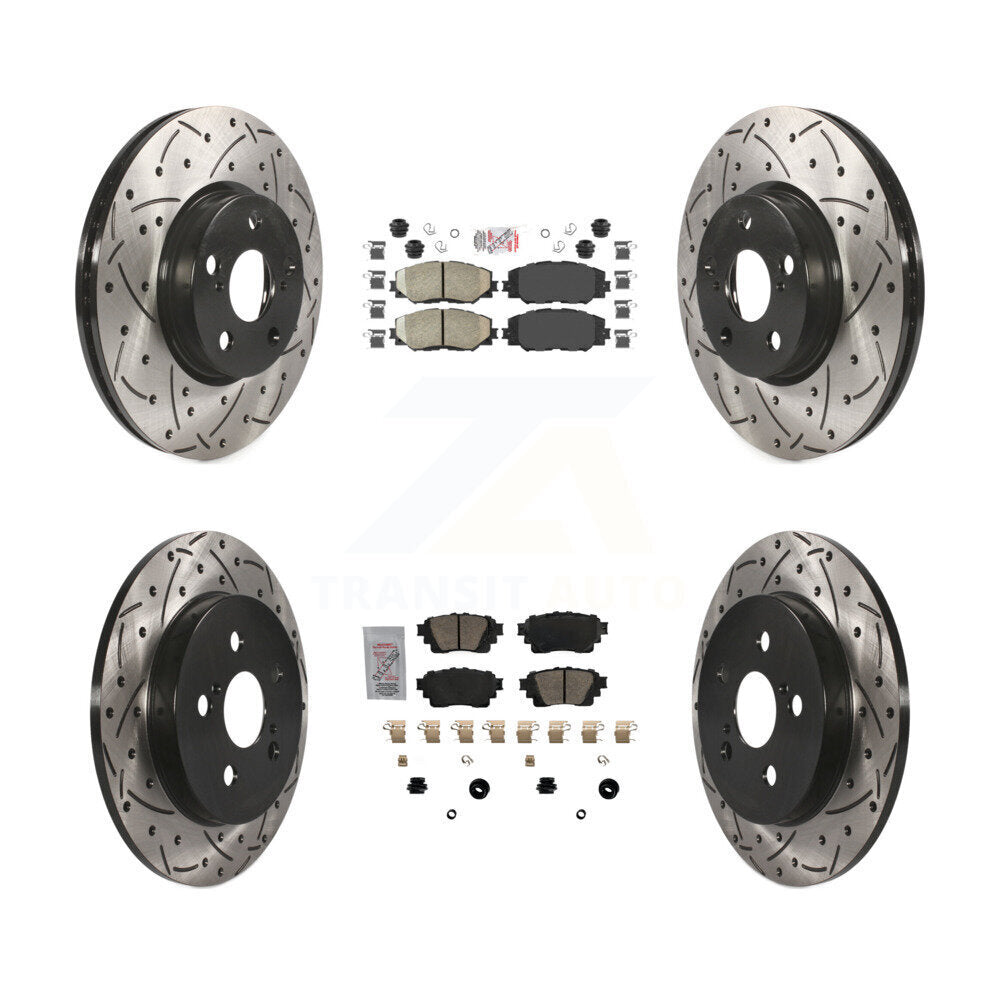 Front Rear Ceramic Pad Coat Drill Slot Disc Brake Rotors Kit For 2019 Toyota Corolla 1.8L KDA-102634