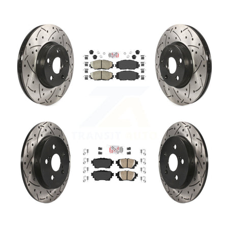Front Rear Ceramic Pad Coat Drill Slot Disc Brake Rotors Kit For 2019 Toyota Corolla 1.8L KDA-102635