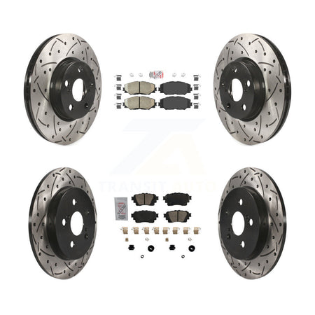 Front Rear Ceramic Pad Coat Drill Slot Disc Brake Rotors Kit For 2019 Toyota Corolla 1.8L KDA-102636