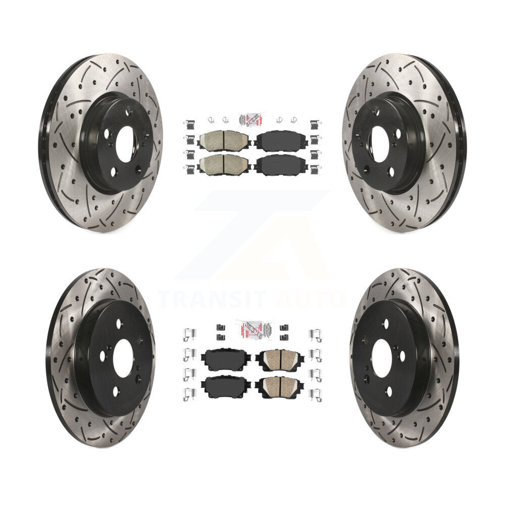 Front Rear Ceramic Pad Coat Drill Slot Disc Brake Rotors Kit For 2019 Toyota Corolla 1.8L KDA-102637