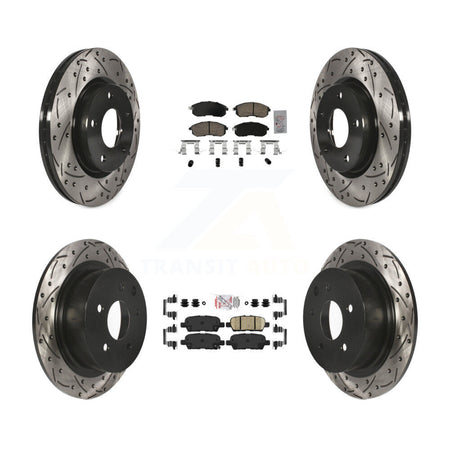 Front Rear Ceramic Pad And Coated Drilled Slotted Disc Brake Rotors Kit For Nissan Sentra KDA-102642