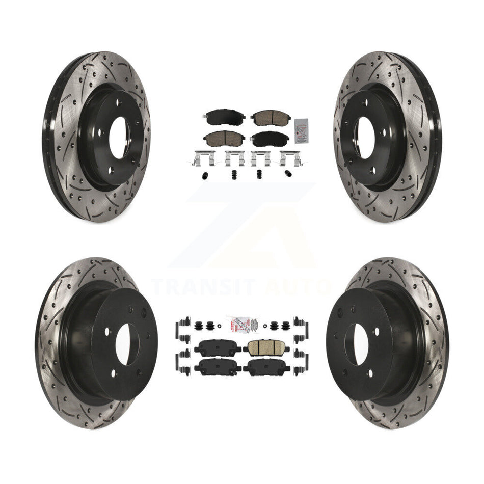 Front Rear Ceramic Pad And Coated Drilled Slotted Disc Brake Rotors Kit For Nissan Sentra KDA-102642