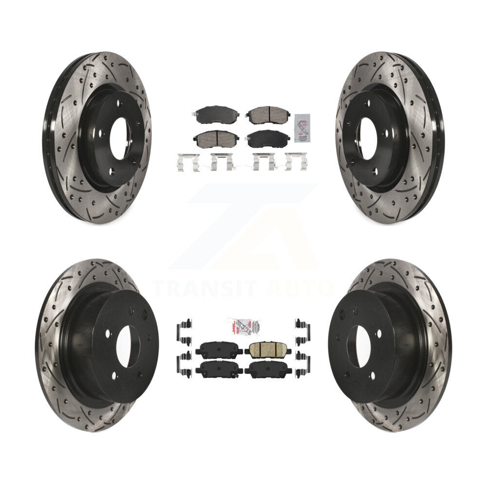 Front Rear Ceramic Pad And Coated Drilled Slotted Disc Brake Rotors Kit For Nissan Sentra KDA-102643