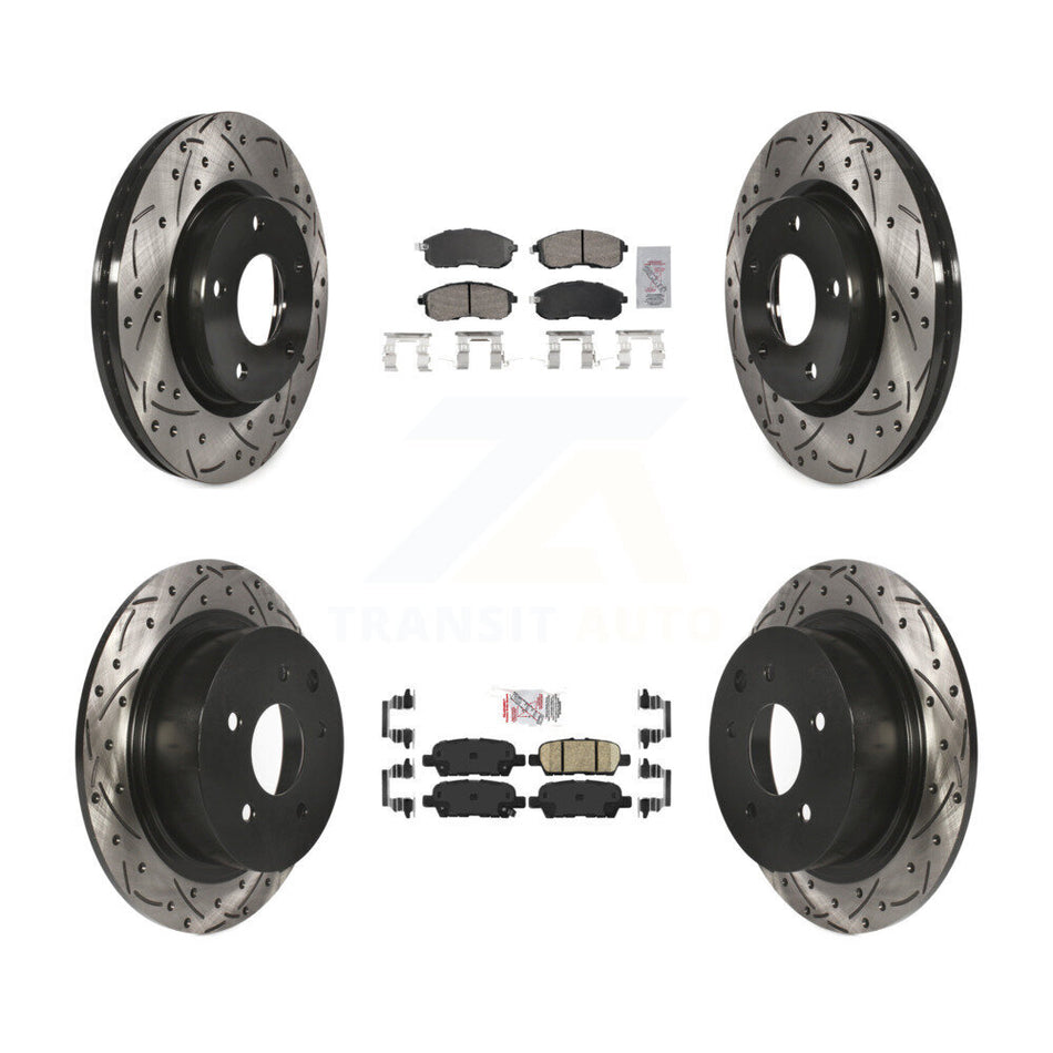 Front Rear Ceramic Pad And Coated Drilled Slotted Disc Brake Rotors Kit For Nissan Sentra KDA-102643