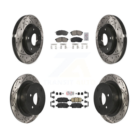 Front Rear Ceramic Pad And Coated Drilled Slotted Disc Brake Rotors Kit For Nissan Sentra KDA-102644