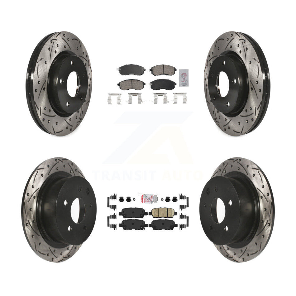 Front Rear Ceramic Pad And Coated Drilled Slotted Disc Brake Rotors Kit For Nissan Sentra KDA-102644