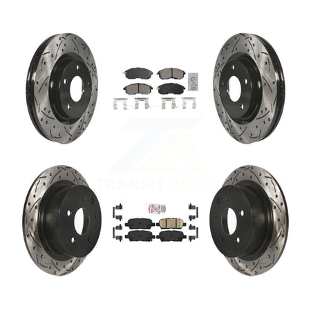Front Rear Ceramic Pad Drilled Slot Brake Rotors Kit For 17-19 Nissan Sentra Turbocharged KDA-102647