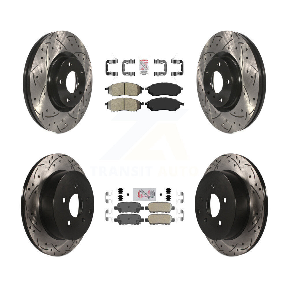 Front Semi-Metallic Rear Ceramic Pad Drilled Slot Brake Rotors Kit For Nissan Murano QX70 KDA-102650