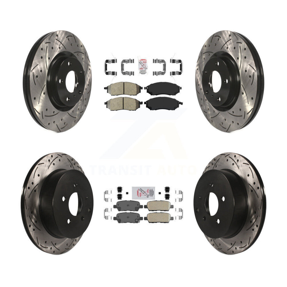 Front Semi-Metallic Rear Ceramic Pad Drilled Slot Brake Rotors Kit For Nissan Murano QX70 KDA-102650