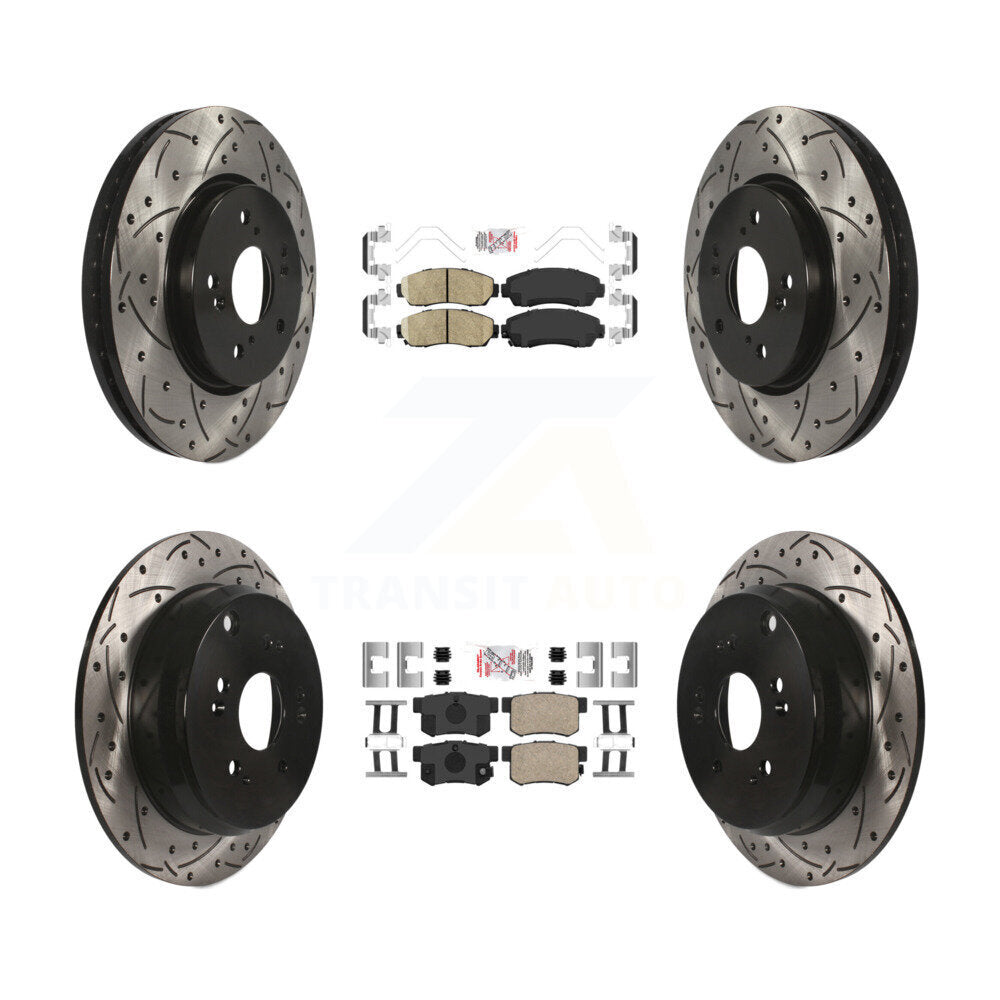 Front Rear Ceramic Pads And Coated Drilled Slotted Disc Brake Rotors Kit For Acura RDX KDA-102652
