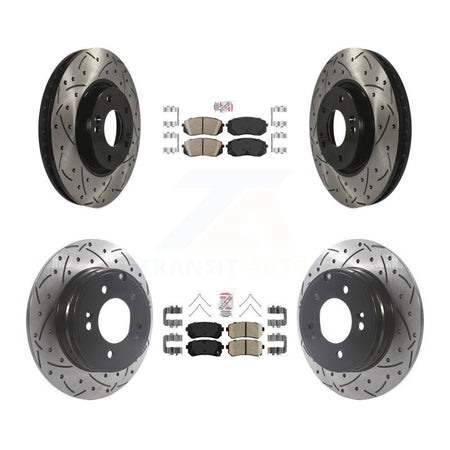 Front Rear Ceramic Pad And Coated Drilled Slotted Disc Brake Rotor Kit For Hyundai Sonata KDA-102653
