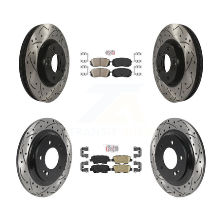Front Rear Ceramic Pad And Coated Drilled Slotted Disc Brake Rotor Kit For Hyundai Sonata KDA-102654
