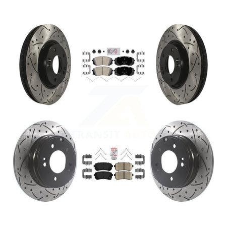 Front Rear Ceramic Pad And Coated Drilled Slotted Disc Brake Rotor Kit For Hyundai Sonata KDA-102655