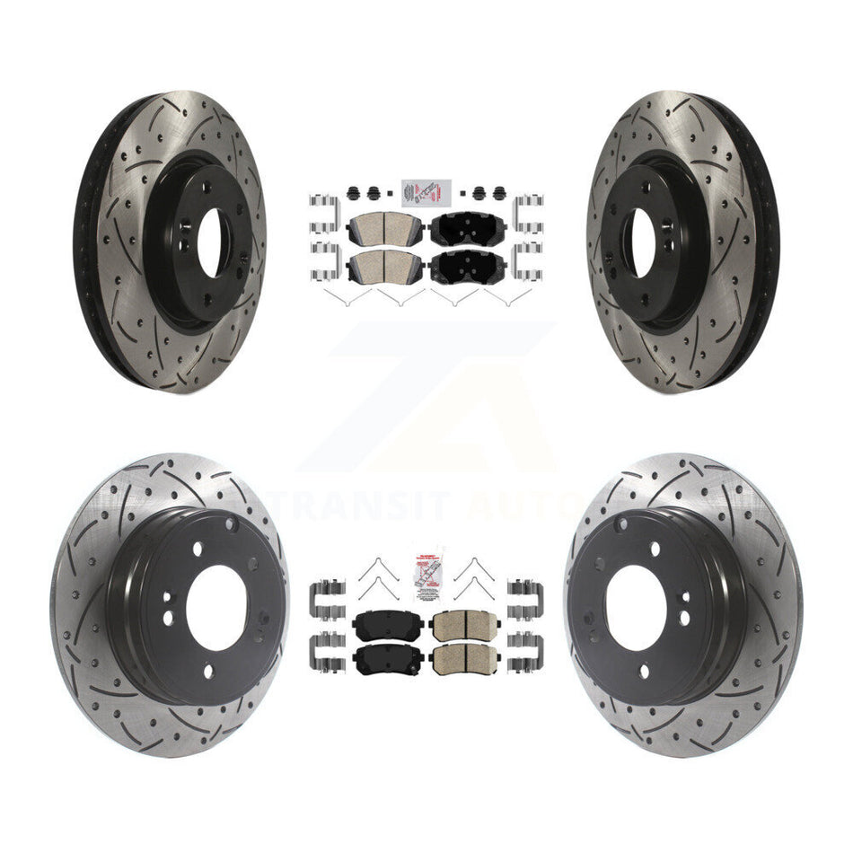 Front Rear Ceramic Pad And Coated Drilled Slotted Disc Brake Rotor Kit For Hyundai Sonata KDA-102655