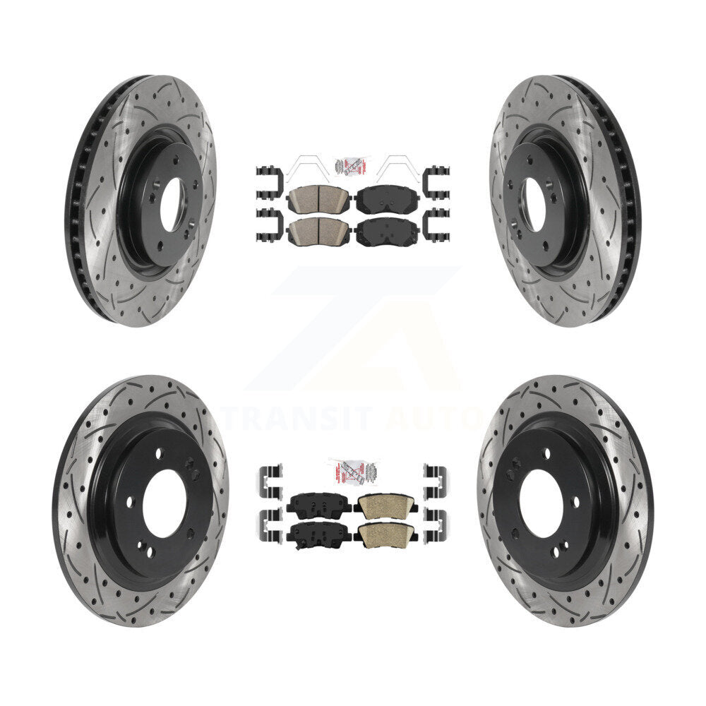 Front Rear Ceramic Pad Drill Slot Disc Brake Rotor Kit For 2016 Hyundai Sonata GAS engine KDA-102657