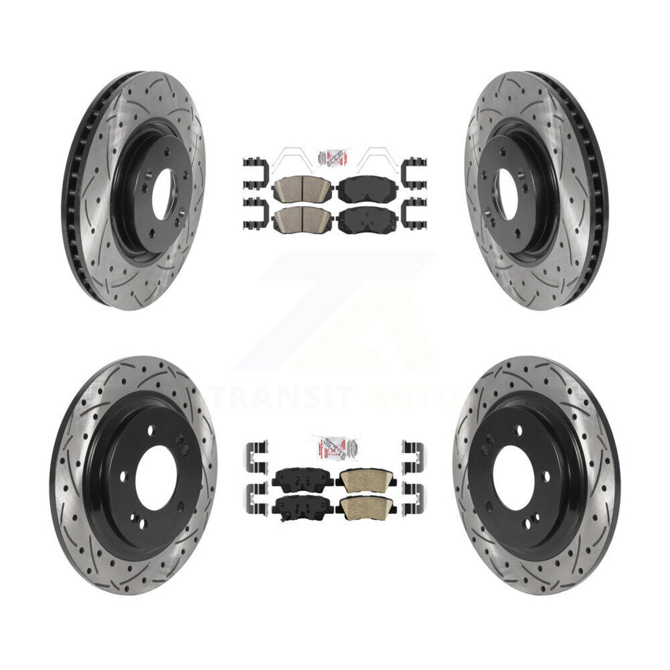 Front Rear Ceramic Pad Drill Slot Disc Brake Rotor Kit For 2016 Hyundai Sonata GAS engine KDA-102657