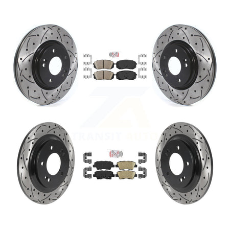 Front Rear Ceramic Pads And Coated Drilled Slotted Disc Brake Rotors Kit For Kia Optima KDA-102659