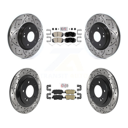 Front Rear Ceramic Pads And Coated Drilled Slotted Disc Brake Rotors Kit For Kia Optima KDA-102660