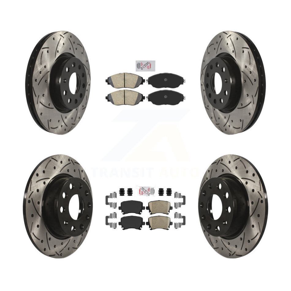 Front Rear Ceramic Pad And Coated Drilled Slotted Disc Brake Rotor Kit For Volkswagen GTI KDA-102661