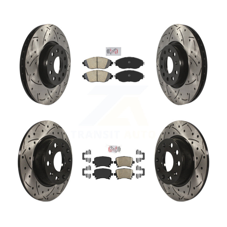 Front Rear Ceramic Pad And Coated Drilled Slotted Disc Brake Rotor Kit For Volkswagen GTI KDA-102662
