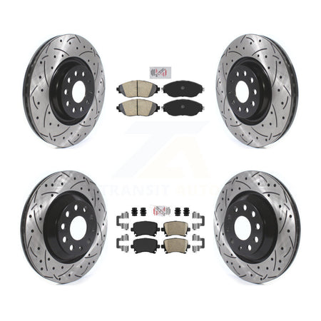 Front Rear Ceramic Pad And Coated Drilled Slotted Disc Brake Rotor Kit For Volkswagen GTI KDA-102663