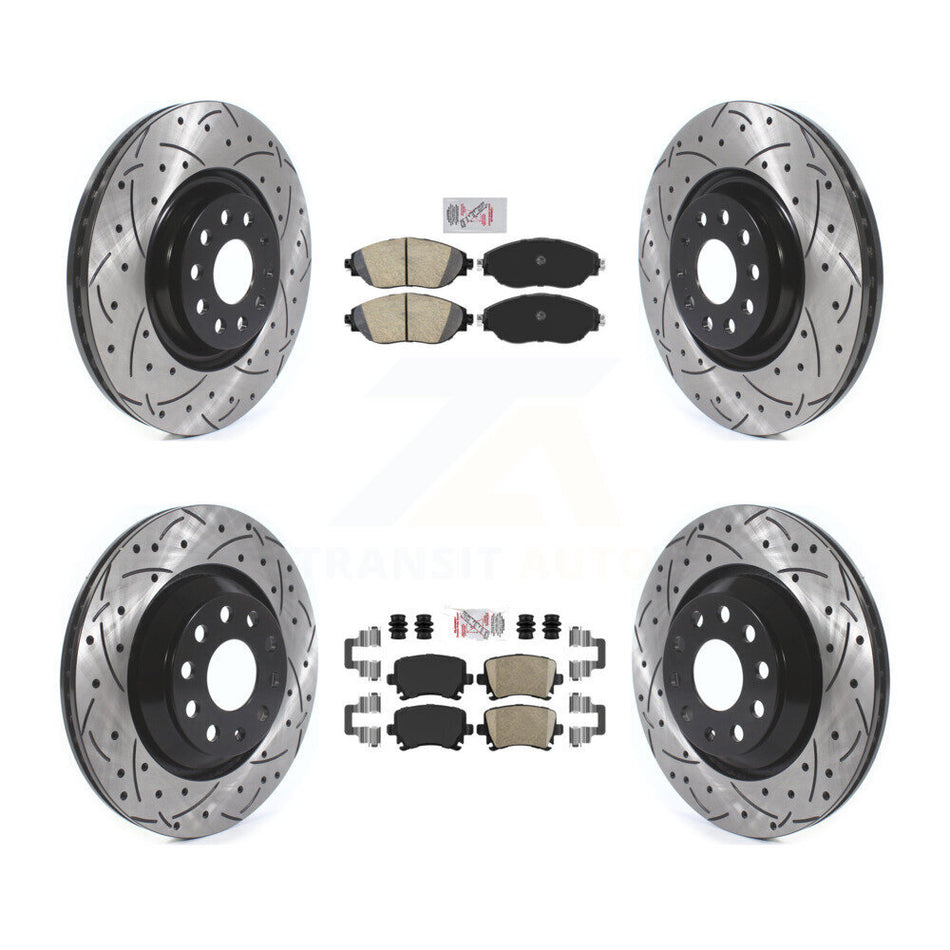Front Rear Ceramic Pad And Coated Drilled Slotted Disc Brake Rotor Kit For Volkswagen GTI KDA-102663