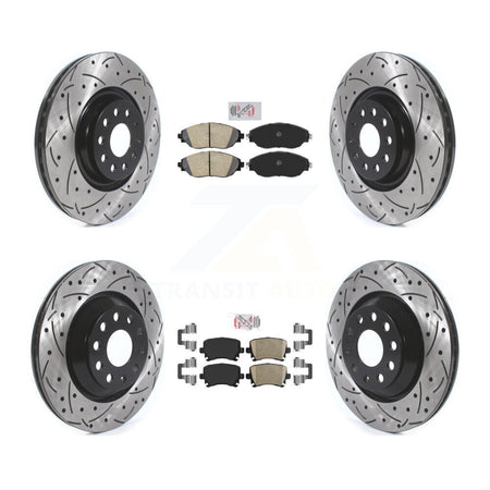 Front Rear Ceramic Pad And Coated Drilled Slotted Disc Brake Rotor Kit For Volkswagen GTI KDA-102664
