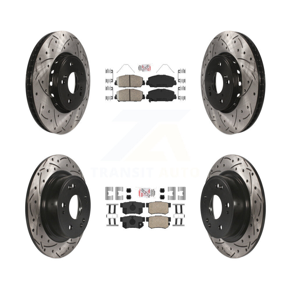 Front Rear Ceramic Pad And Coated Drilled Slotted Disc Brake Rotor Kit For 2016 Acura ILX KDA-102667